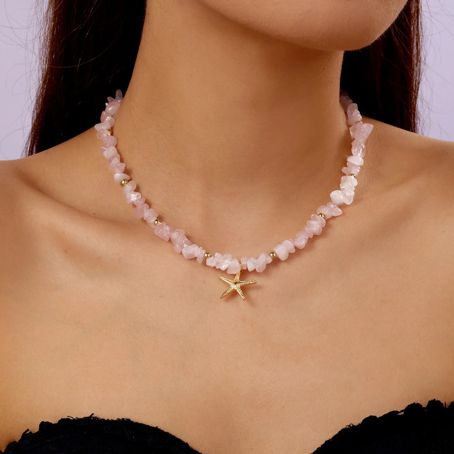 Bohemian Natural Stone Starfish Necklace