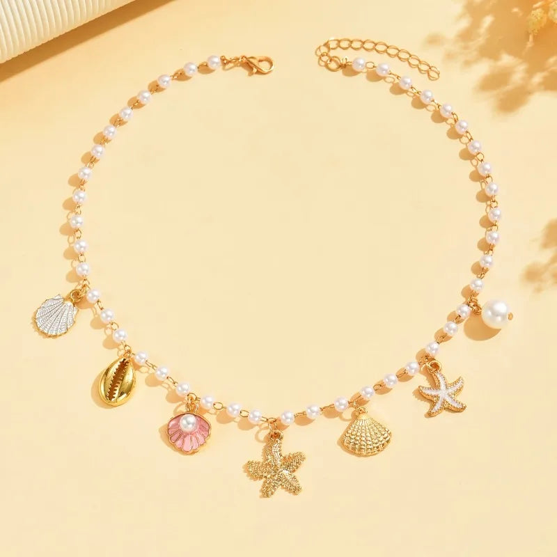 Bohemian Starfish Pearl Beach Necklace