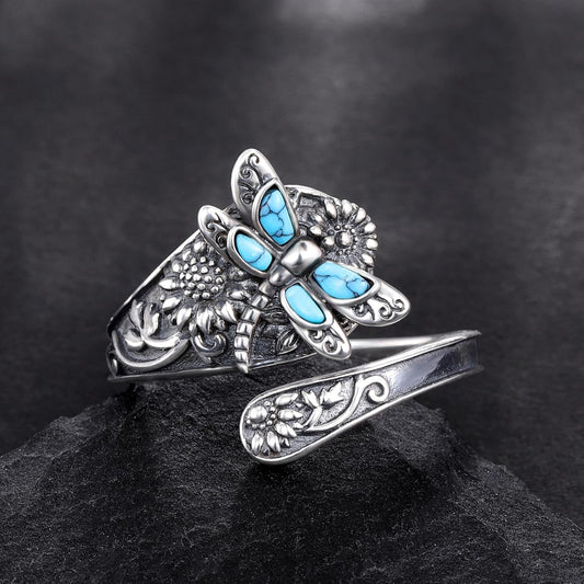 Bague Turquoise & Libellule