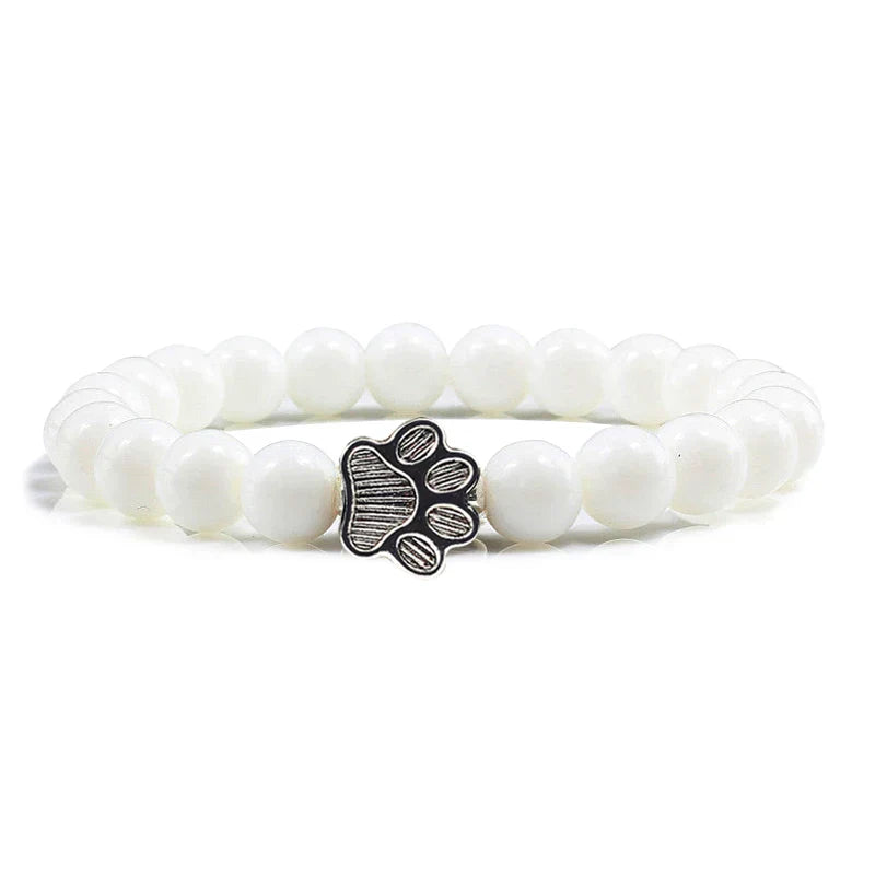 Beaded Paw Bracelet – Natural Stone Design